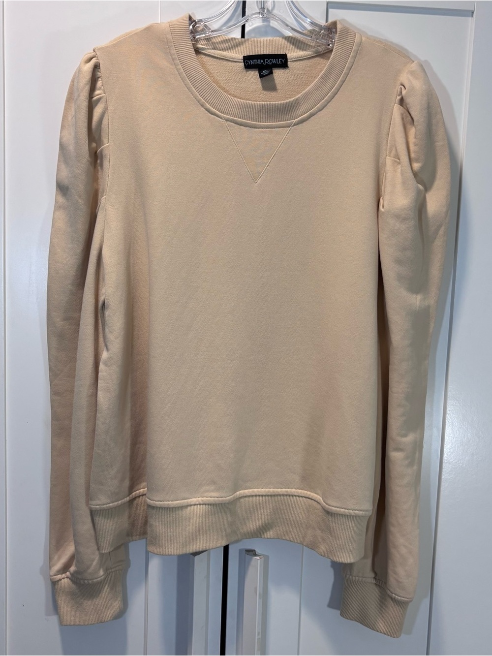Cynthia Rowley French Terry Cotton Pullover Womens XL Sweatshirt Puff Sleeve